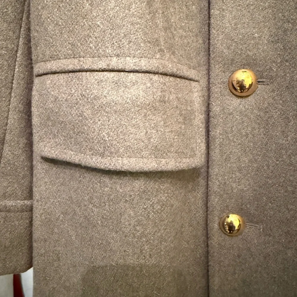 Todd Snyder Olive Military Coat with Gold Buttons & shearling Collar - Picture 3 of 16